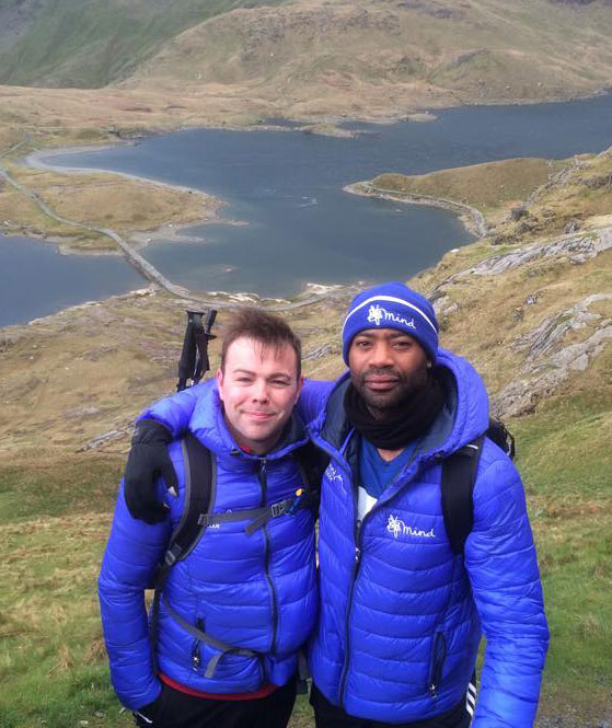 Ceri, with fellow trekker, Nicholas Pinnock in Snowdonia