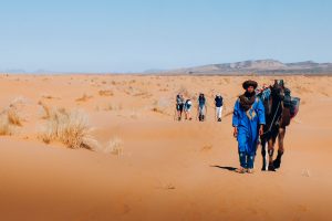 Charity Challenge group trekking across the Sahara Desert 