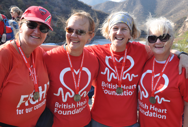 Ladies fundraising for the British Heart Foundation trekking the Great Wall of China