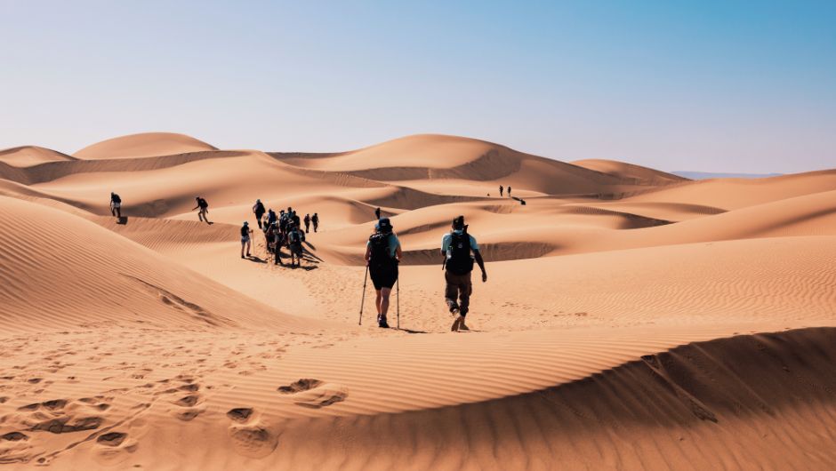 Trekking through the Sahara Desert, Morocco