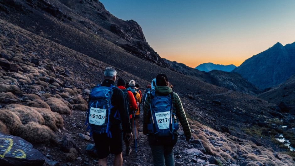 Lloyds Banking Group Team hiking Mount Toubkal at sunset