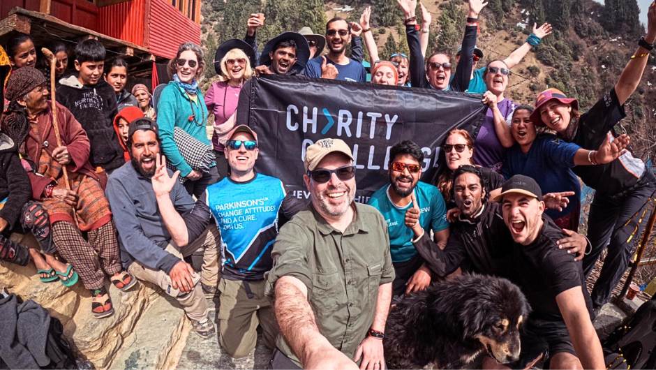 charity challenge founder simon taking selfie with challenge group