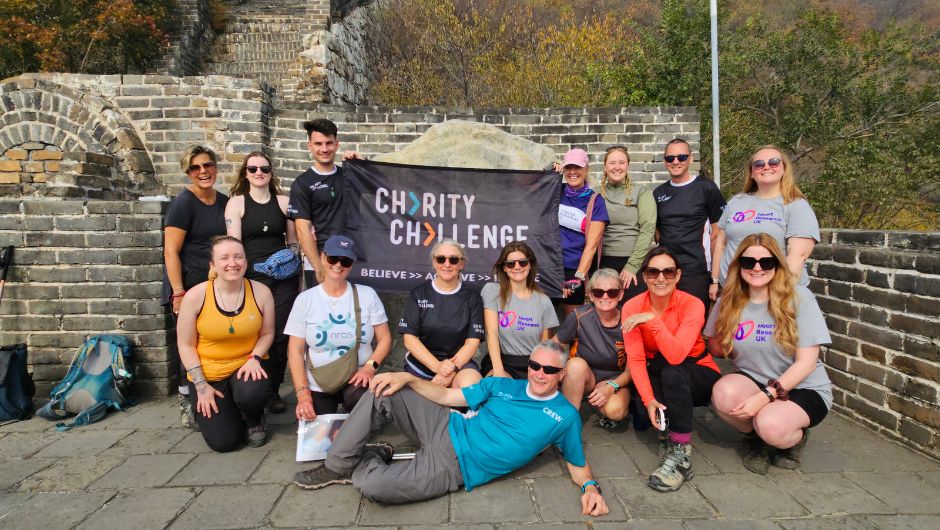 A group of Charity Challenge trekkers on the Great Wall of China