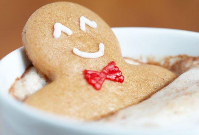 Hot chocolate with a gingerbread man, festive fundraising ideas