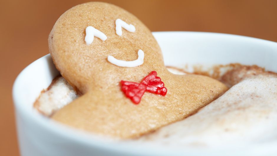 Hot chocolate with a gingerbread man, festive fundraising ideas