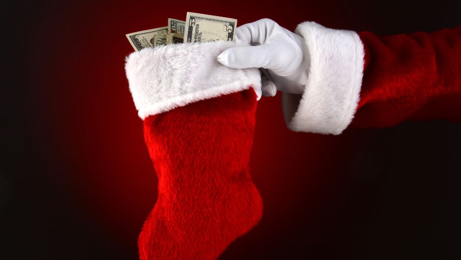 Christmas Stocking with money in