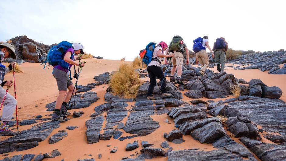the rocky terrain of the sahara desert