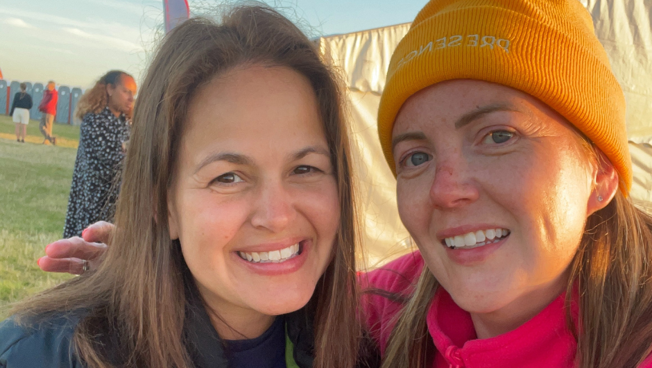 A selfie of Emma Baker and Giovanna Fletcher smiling together at a CoppaTrek! event with Charity Challenge.